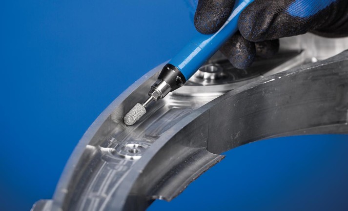 Weld dressing for radii on inner edges with POLICAP abrasive caps, A, CO-COOL and SiC-COOL versions.